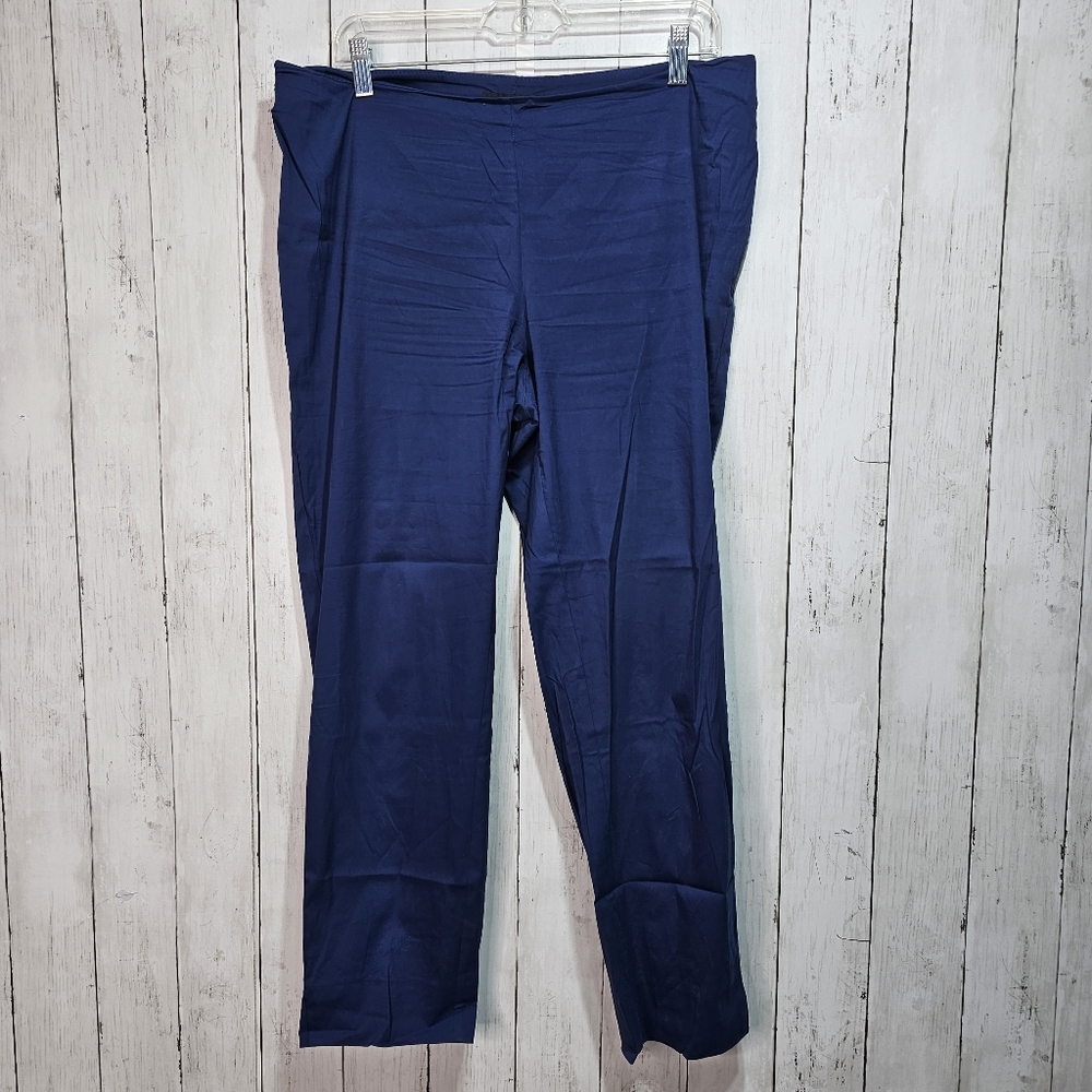 Lafayette 148 N.Y. Women's Stanton Blue Cotton Stretch Slim Leg Pants Size 12.